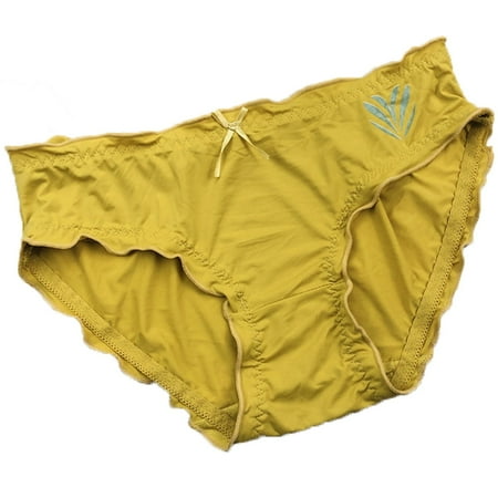 JDEFEG Women Panties Boy Cut Panties for Women Pack Womens Lce Silk Printing High Waist Bikini Brief Panties Lingerie Panties Women Underwear Polyester Yellow One Size