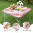 thumbnail image 4 of Pink Marble Gold Line Pattern Square Fitted Tablecloth with Elastic Edge,Square Table Cover,Washable Elastic Table Cover for Home Kitchen Party Decor 34"x34", 4 of 6