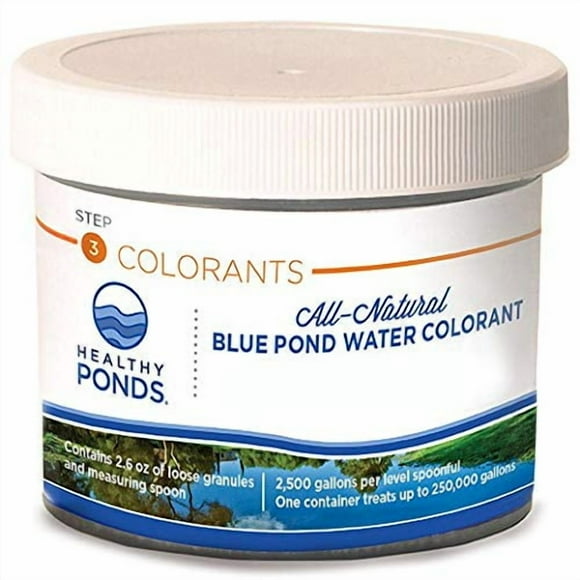Healthy Ponds Blue Pond Water Dye – 2.6 oz Jar | Enhances Water Appearance & Clarity for Ponds up to 250,000 Gallons | Natural Colorant for Decorative Ponds