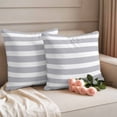 thumbnail image 2 of Grey Stripe Outdoor Waterproof Pillow Covers, Modern Simple Geometric White Striped Decorative Square Throw Pillowcase Sofa Cushion Sham for Patio/Couch/Chair, 18"x18" 2 Pack, 2 of 8
