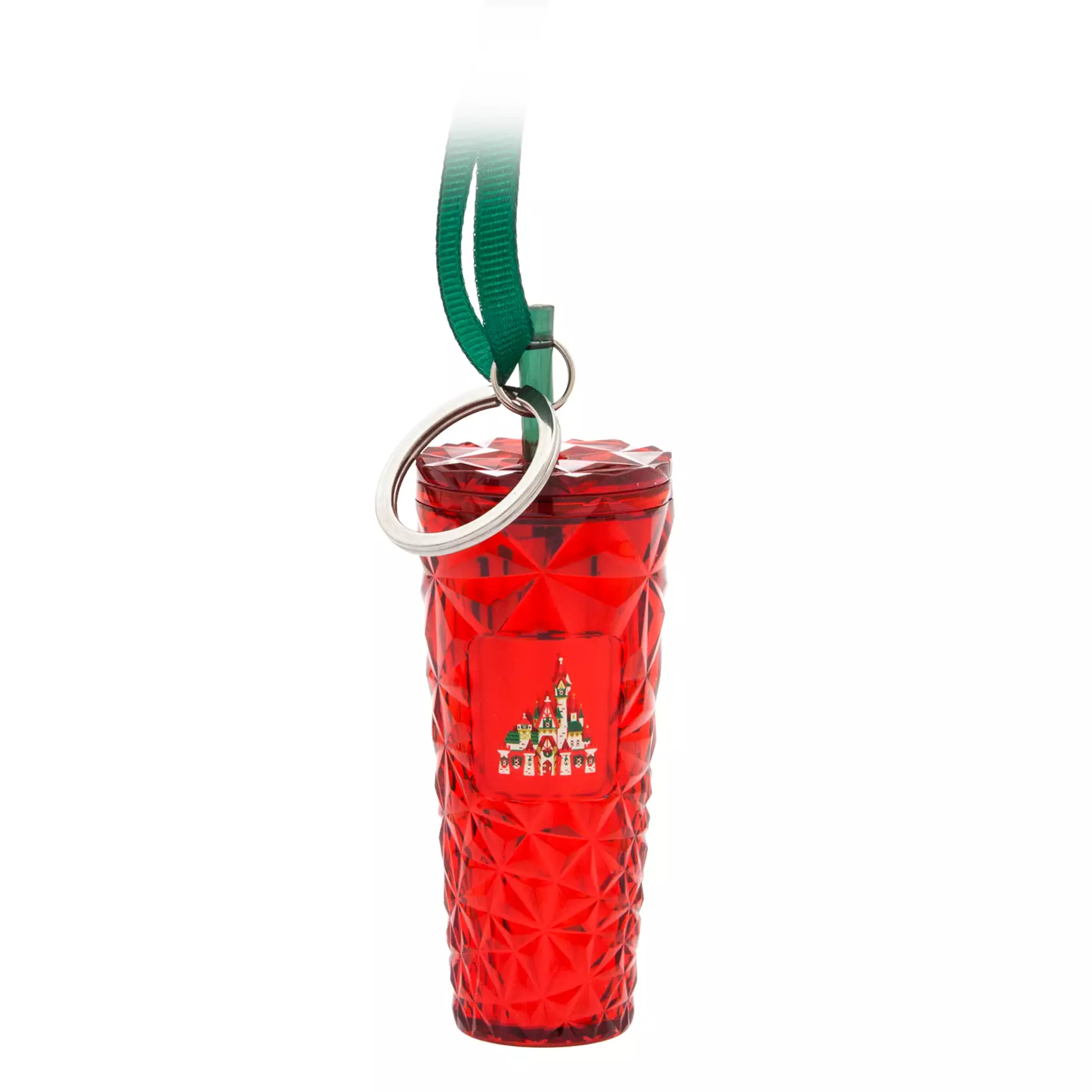 Disney Fantasyland Castle Holiday Starbucks Bling Keychain, Red, 1