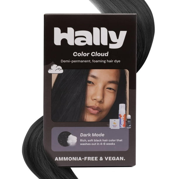 Hally Hair Color Cloud Tinte para el cabello (modo oscuro) - Color de cabello en espuma demipermanente para mujeres y hombres - Kit de tinte para el cabello duradero y sin desorden Productos para teñi