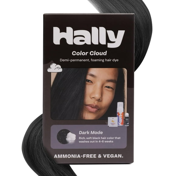 Hally Hair Color Cloud Tinte para el cabello (modo oscuro) - Color de cabello en espuma demipermanente para mujeres y hombres - Kit de tinte para el cabello duradero y sin desorden Productos para teñi