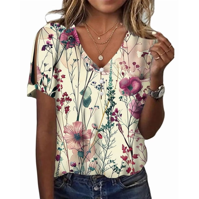 Blusa HOTYD de verano con estampado floral bohemio para mujer 4XL
