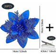 thumbnail image 2 of 20 Pieces Christmas Glitter Poinsettia Flowers with Clips, Poinsettia Christmas Flower Glittering for Christmas Tree Decorations (Blue), 2 of 4