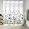 thumbnail image 6 of No Hook Shower Curtain, Spring Floral Shower Curtains for Bathroom with See Through Top Window, Colorful Botanical Wildflower Summer Waterproof & Washable Bath Curtain Standard 72"x72", 6 of 9