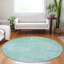 Addison Rugs Chantille Indoor/Outdoor Transitional Modern Turquoise Washable Round Rug, 8' x 8'