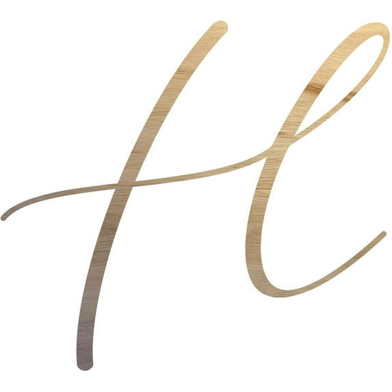 Unfinished Wood Letter H, Craft Alphabet 15'' Tall Wooden Letter Wall Décor, Bellany Script Font