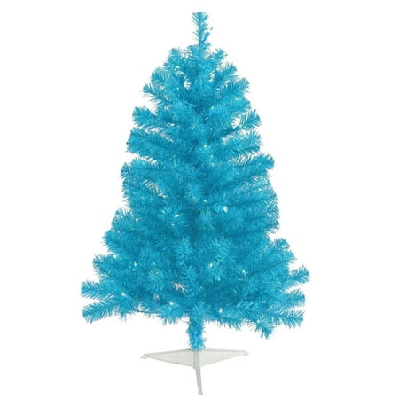 3' Pre-Lit Sky Blue Tinsel Artificial Christmas Tree - Teal Dura-Lit ...