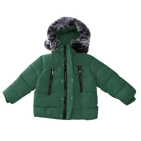 

Zhuashum Boys Coat Long Sleeve Coats Thicken Hoodie Down Jacket Windproof Snowsuit Clothes Outerwear Green Sweet Weekend Clothes 2-3 Years