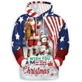 thumbnail image 2 of Patriotic Santa Christmas Hoodie, We Wish You Ameri Christmas USA Flag Pullover, Funny Holiday Hooded Sweatshirt for Men Women, 2 of 6