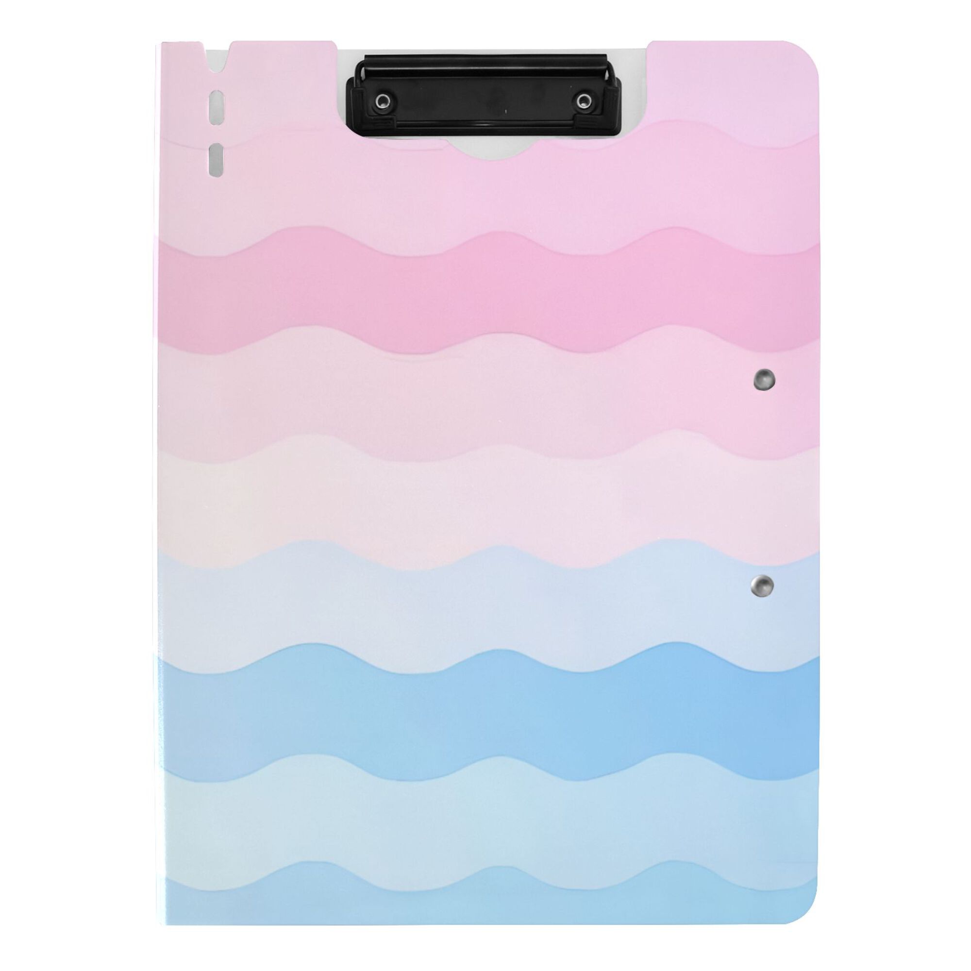 FORMRS A4 Clipboard Folder with Pen Holder Horizontal Foldable School Office Binder, Light Pink Stripes
