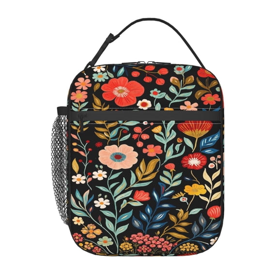 Colorful Flowers Plant Lunch boxs Portable Thermal Lunch Bags