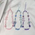 thumbnail image 4 of Cute Bear Bow Mobile Phone Rope Keychain Lanyard Mobile Phone Beaded Chain Bracelet Anti-Fall Acrylic Color Chain Crystal Cute Blue, 4 of 6