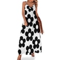 thumbnail image 1 of Vestido sin mangas con flores en blanco y negro para mujer, vestido de verano, trajes de playa para mujer, vestido de verano suelto, 1 of 7