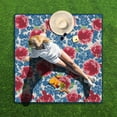 thumbnail image 3 of 80”x 80”Extra Large Pioneer Pink Blue Rose Picnic Blankets Waterproof Foldable Beach Blanket Sandproof,3-Layer Thicking Outdoor Packable Blanket for Camping, Park, Beach, Grass, Indoors, 3 of 6