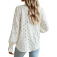 thumbnail image 6 of SLADYGLO Women Gold Dots Print V Neck Puff Long Sleeve Smocked Cuffs Blouse, 6 of 7