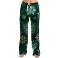 thumbnail image 2 of Hearthz Christmas Pants Pajamas Winter Super Soft Drawstring Women's Pj Pants Fleece Wide Leg Xmas Women’s Pants, 2 of 6