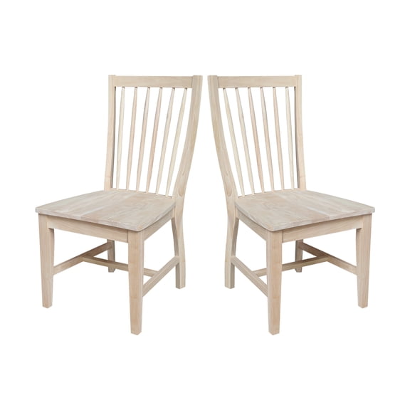 International Concepts Set of Two Solid Wood Audrey Dining Chairs, Unfinished