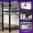 thumbnail image 6 of RSPGAME 41 inch Small L-Shaped Gaming Desk Home Office PC Table with LED Lights, Carbon Fiber Black, 6 of 9