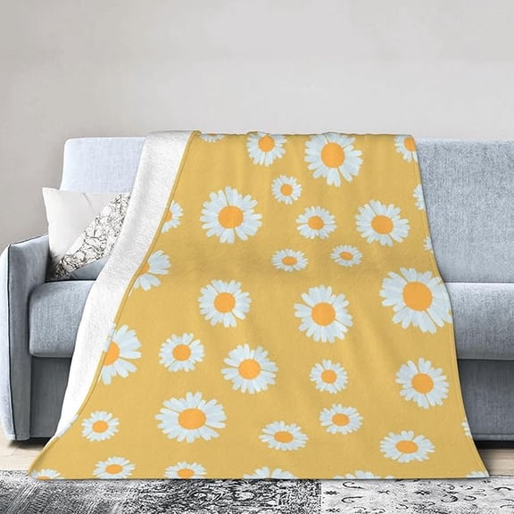 Soft Warm Throw Blanket For Couch Living Room Daisy Flower Floral Yellow Cozy Fuzzy Throw Blanket For Sofa Bed Blanket 30" x 40"