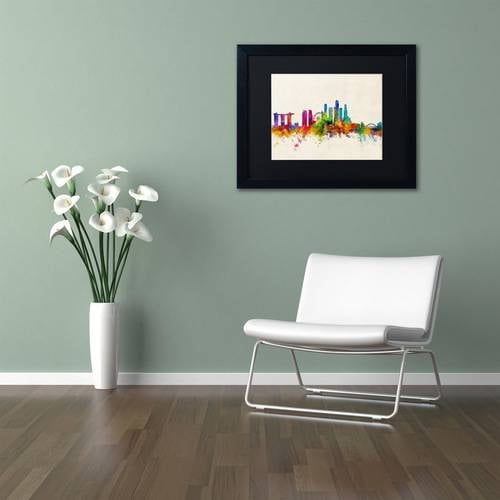 Trademark Fine Art 'Singapore Skyline' Canvas Art by Michael Tompsett, Black Matte, Black Frame