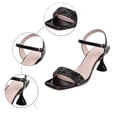 thumbnail image 5 of Fiaer Women's Rhinestone Shiny High Heels Backless Open Toe Summer Sandals for Party Club Prom Black 7, 5 of 9