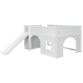 thumbnail image 4 of Full Size Low Loft Bed, Playhouse Loft Bed with Slide & Storage Shelves, Fun Fort Bed with Door & Window, All-in-One Wooden Bed with Sleeping & Play Area, White, 4 of 8