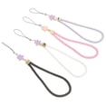 thumbnail image 5 of Cordón de teléfono móvil de 4 piezas Cordón de teléfono móvil de muñeca Cordón de teléfono móvil de moda para llavero de monedero de cámara (negro, blanco, rosa, morado), 5 of 5