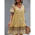 thumbnail image 5 of Women's Floral Print V-Neck Summer Dress 100% Cotton Lightweight Sundress for Casual Everyday Wear Beach Ready, 5 of 10