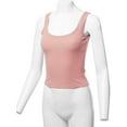 thumbnail image 5 of A2Y Women's Basic Solid Double Scoop Neck Rib Cropped Tank Top Blush L, 5 of 6