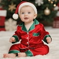 thumbnail image 5 of Niaviben Family Christmas Pajamas Matching Sets Silk Christmas Pajamas for Family Christmas Onesie for Family Fall Matching Outfits Matching Family Pjs Family Christmas Pajama Sets Red 3M, 5 of 8
