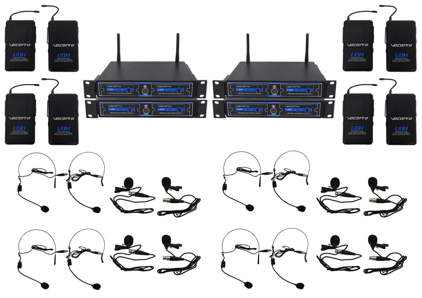 Vocopro　Sound　Microphone+Headset　UDH-PLAY-8　Systems　For　UHF/DSP　Wireless　Church