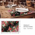 thumbnail image 3 of Placemats 1 Pack, Cardinal Bird Woven Placemat, Linen Place Mats for Kitchen/Dining Tables, Winter Poinsettia Pine Cones Berry Black Washable Table Mats for Party, 3 of 8
