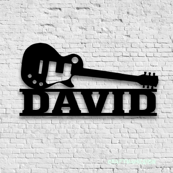 Craftnamesign Custom Guitar Player Metal Wall Art LED Light, Personalized Guitarist Name Sign