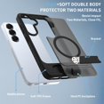 thumbnail image 5 of Dteck Magnetic Case for Samsung Galaxy S25 / Galaxy S24,Shockproof TPU+PC Anti-Slip Compatible with Mag Safe Case Adjustable Kickstand Frosted Translucent Matte Phone Cover,Black, 5 of 6