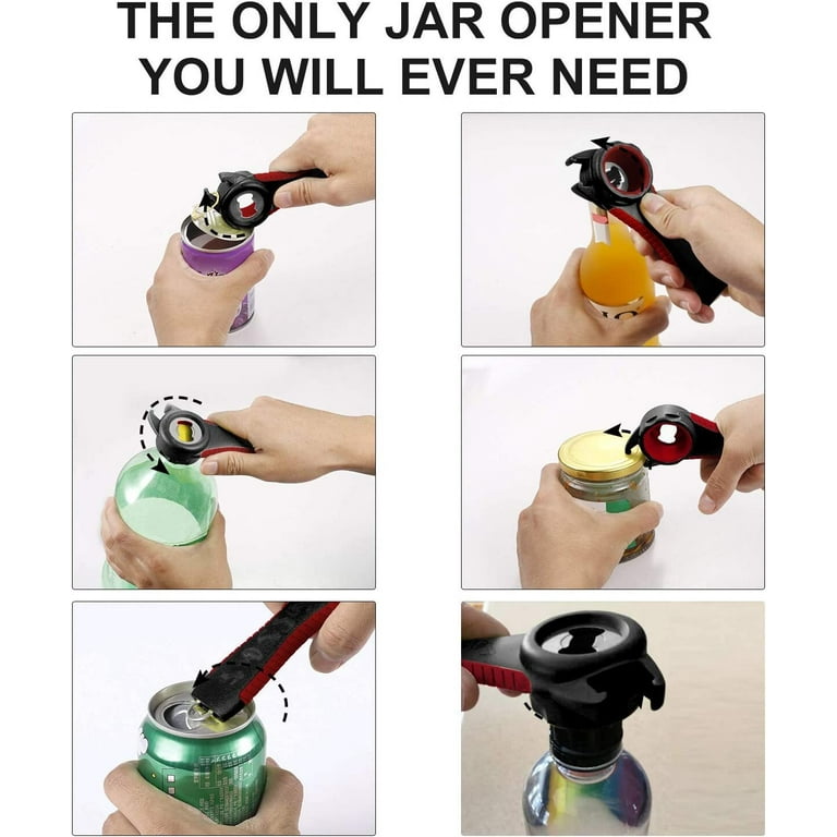 Jar Opener, 5 in 1 Multi Function Can Opener Bottle Opener Kit with  Silicone Handle Easy to Use for Children, Elderly and Arthritis Sufferers  (Apple