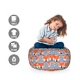 thumbnail image 2 of Animals Storage Toy Bag Chair, Theme Foxes on Striped Background Scandinavian Style Design, Stuffed Animal Organizer Washable Bag, Large Size, Vermilion and Champagne, by Ambesonne, 2 of 3