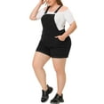 thumbnail image 4 of MODA NOVA Juniors' Plus Size Roll Hem Jeans Tapered Overalls Short Without Tube Top, 4 of 6