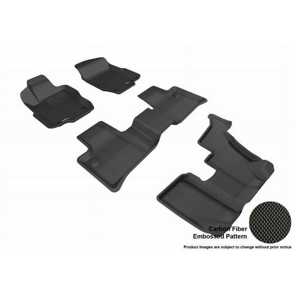 3D MAXpider 2007-2012 Fits Mercedes-Benz Gl Class X164 Kagu 1st Row 2nd Row 3rd Row Black Carbon Fiber Embossed Pattern Floor Mat L1MB01301509