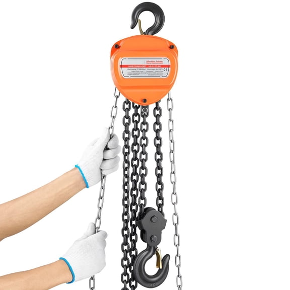 Hand Chain Hoist 3 Ton 6600 lbs Capacity Manual Chain Block Upgrade G80 Galvanized Chain 10 ft Lifting Height Heavy Duty Pulley Hoist for Garage Warehouse Automotive Machinery Orange