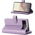 thumbnail image 3 of Compatible with Google Pixel 6 Pro Wallet Case,[6 Card Slots] [Wrist Strap] [Stand Feature] Detachable 2 in 1 Magnetic Zipper Leather Cover Case for Google Pixel 6 Pro,6.71" Purple, 3 of 7