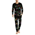 thumbnail image 3 of Renewold Christmas Matching Holiday Pajamas for Family Colorful Lights PJ Top and Pants 2pcs,Size 5XL Men's Long Sleeve Scoop Neck Nightwear Lounge Set, 3 of 5