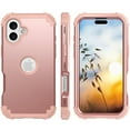 thumbnail image 4 of Decase Compatible with Apple iPhone 16 Phone Case,Shockproof Three Layer Heavy Duty Soft Silicone Rubber Bumper+Hard Plastic Hybrid Protective Case for iPhone 16,Rosegold, 4 of 7