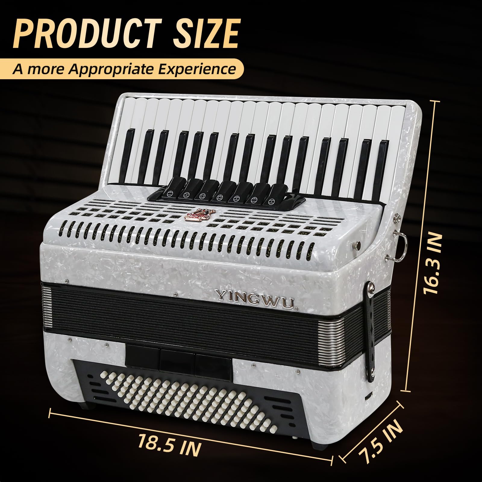 Accordion, 37 Keys 96 Bass Professional Accordion for Beginners and Advanced Players with Backpack and Strap
