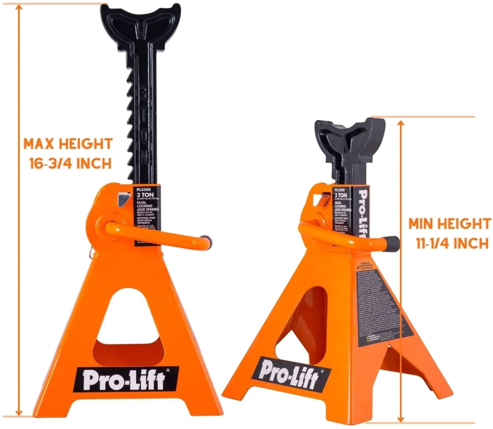 Pro-Lift Heavy Duty Jack Stands – 3 Ton in Pair with Double Pins (Handle Lock and Mobility Pin)
