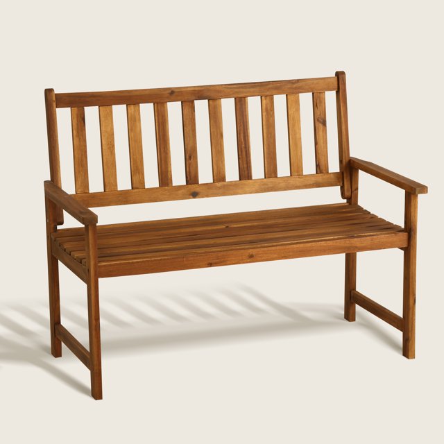 YRLLENSDAN Wood Patio Bench, Outdoor Garden Bench Acacia Wood Park