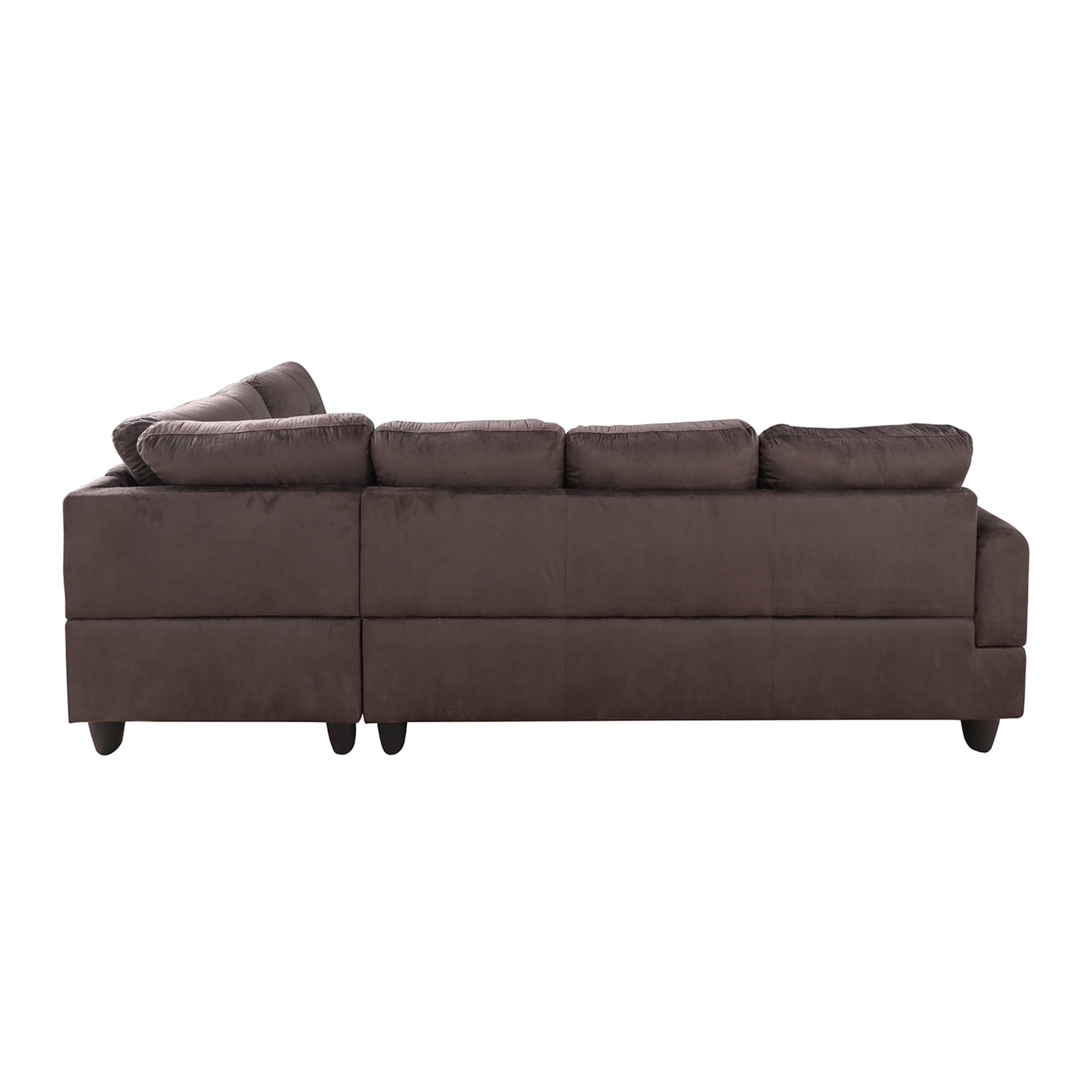 Aukfa Sectional Sofa, Living Room Couch with Storage Ottoman, Right Facing Chaise, Flannel, Espresso
