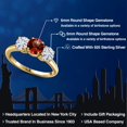 thumbnail image 2 of Gem Stone King 18K Yellow Gold Plated Silver Red Garnet and White Moissanite Engagement Ring for Women | 2.00 Cttw | Round 6MM | Gemstone January Birthstone | Size 5, 2 of 7