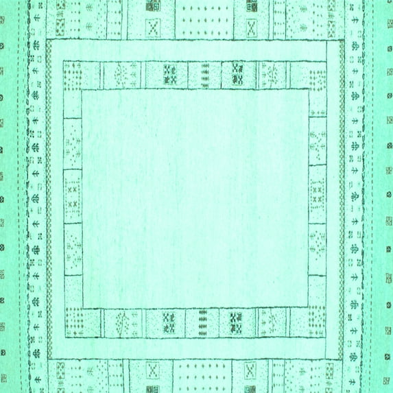 Ahgly Company Machine Washable Indoor Square Solid Turquoise Blue Modern Area Rugs, 5' Square